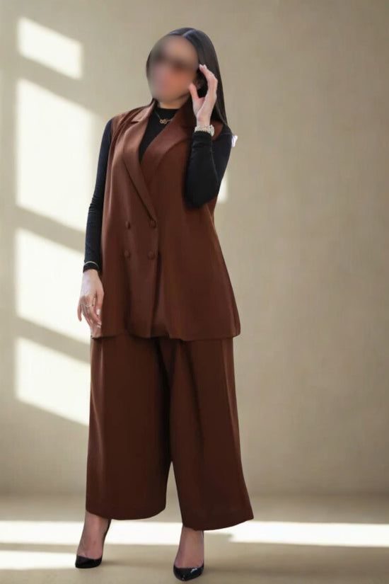 BROWN CREPE BLAZER WITH PANTS
