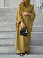 Mustard Green Abaya - Half bisht Abaya