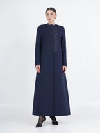 Premium Navy Blue Embellished Front Abaya