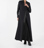 Luxury Black Satin Lapel Blazer Abaya