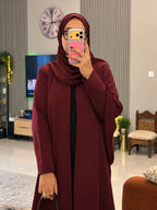 Burgundy Barbie Abaya with shaila