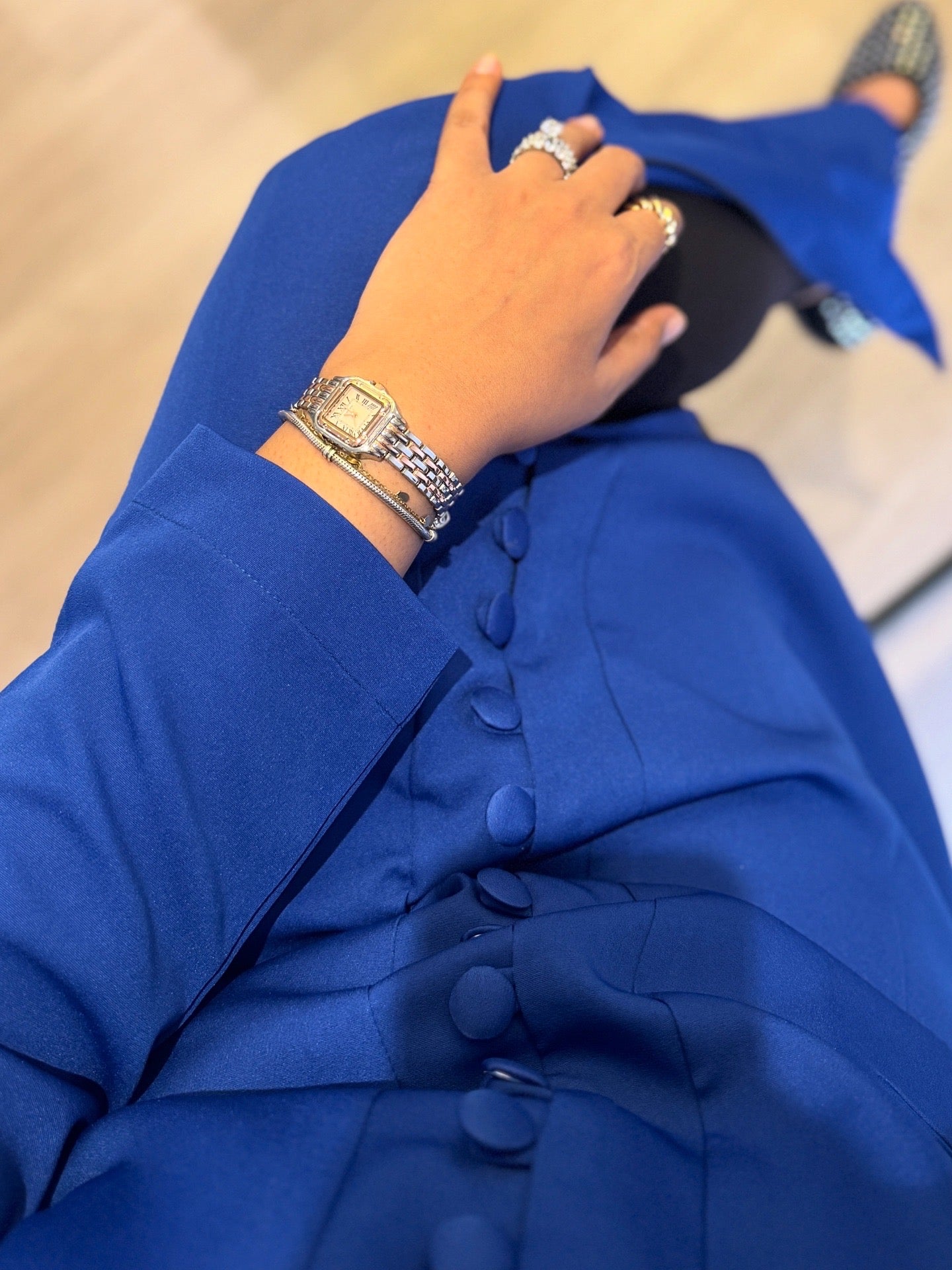 Royal Blue abaya with Shaila