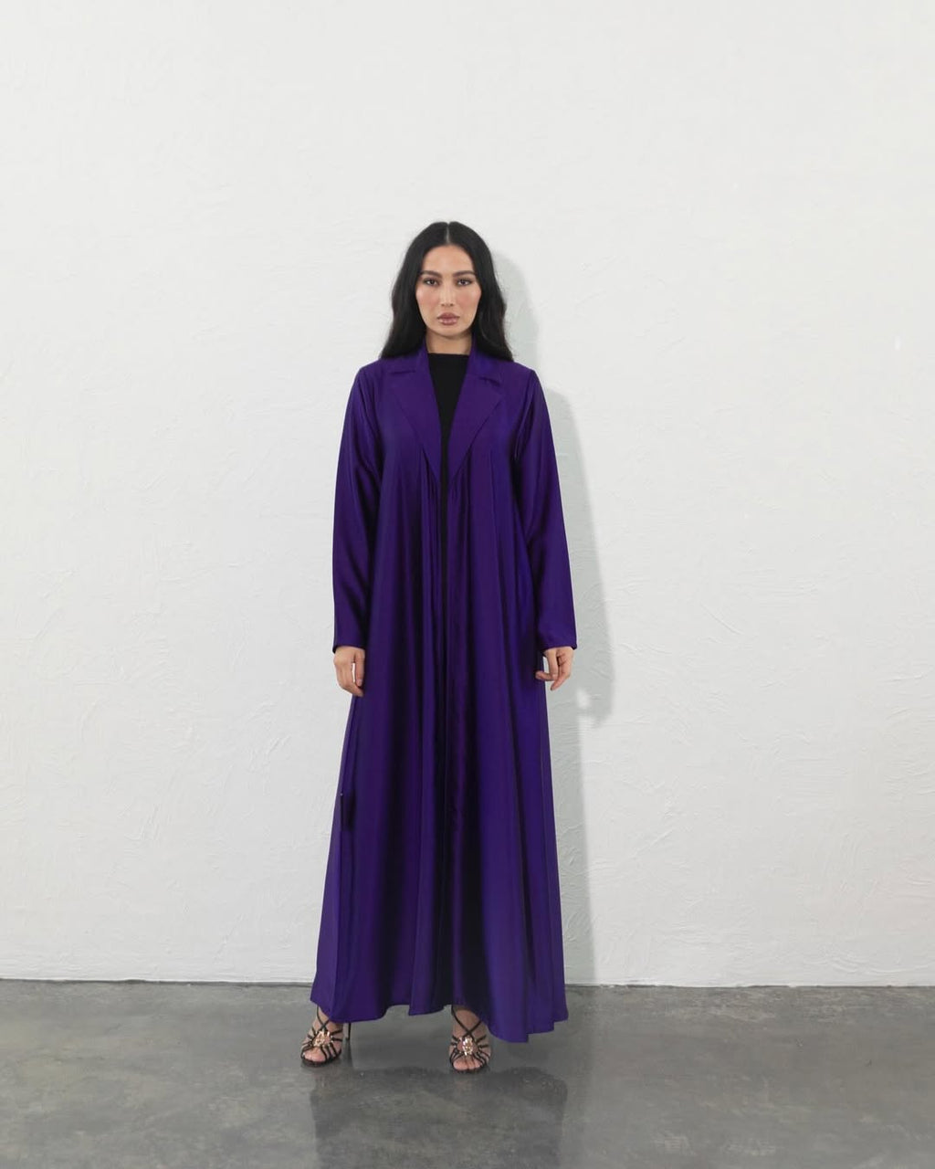 Blazer Satin Abaya - royal purple
