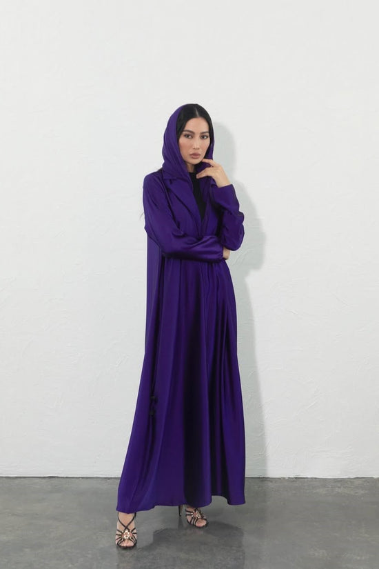 Blazer Satin Abaya - royal purple