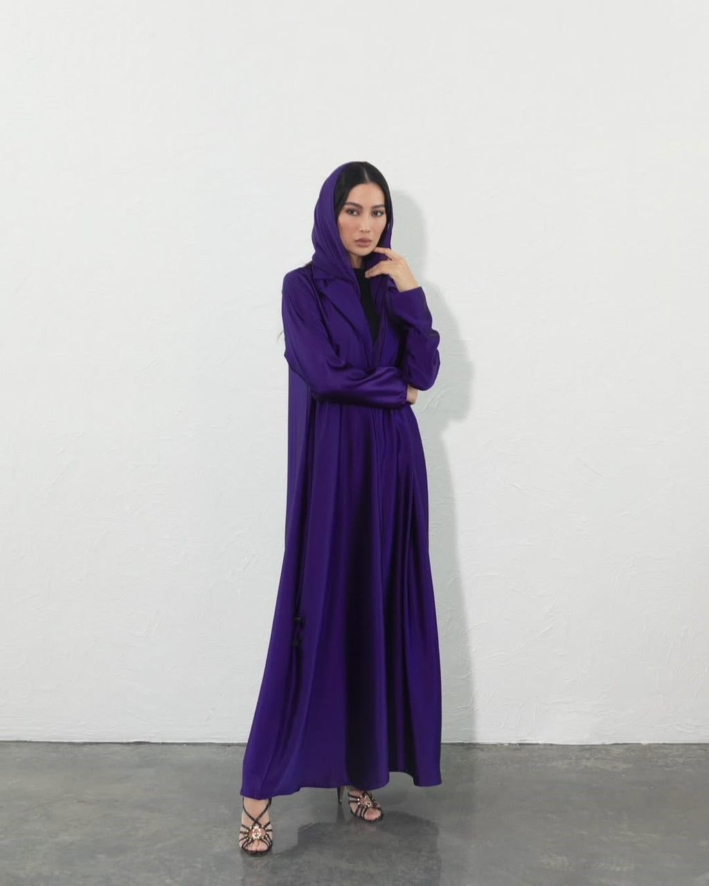 Blazer Satin Abaya - royal purple