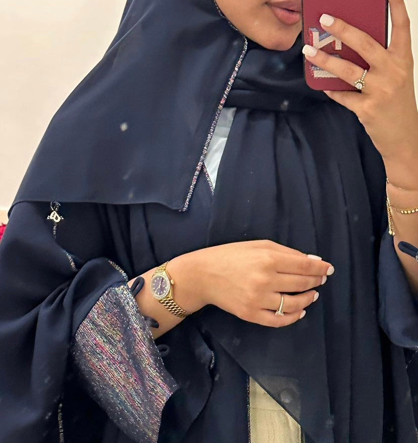 Indonesian crepe with zari linen Abaya