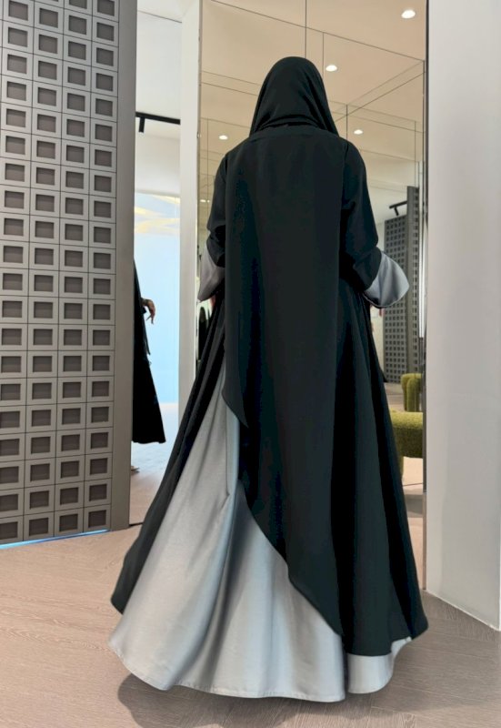 Black with Grey Abaya