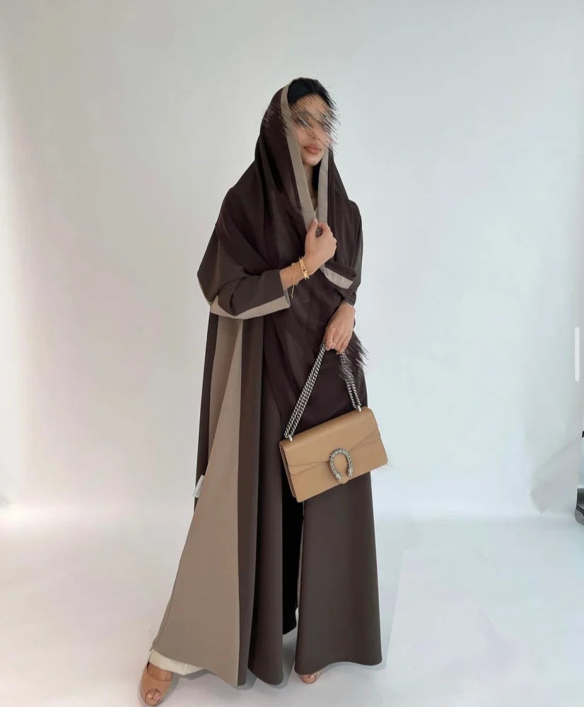 Double Tone Abaya - Brown