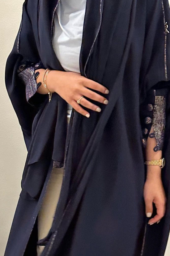 Indonesian crepe with zari linen Abaya