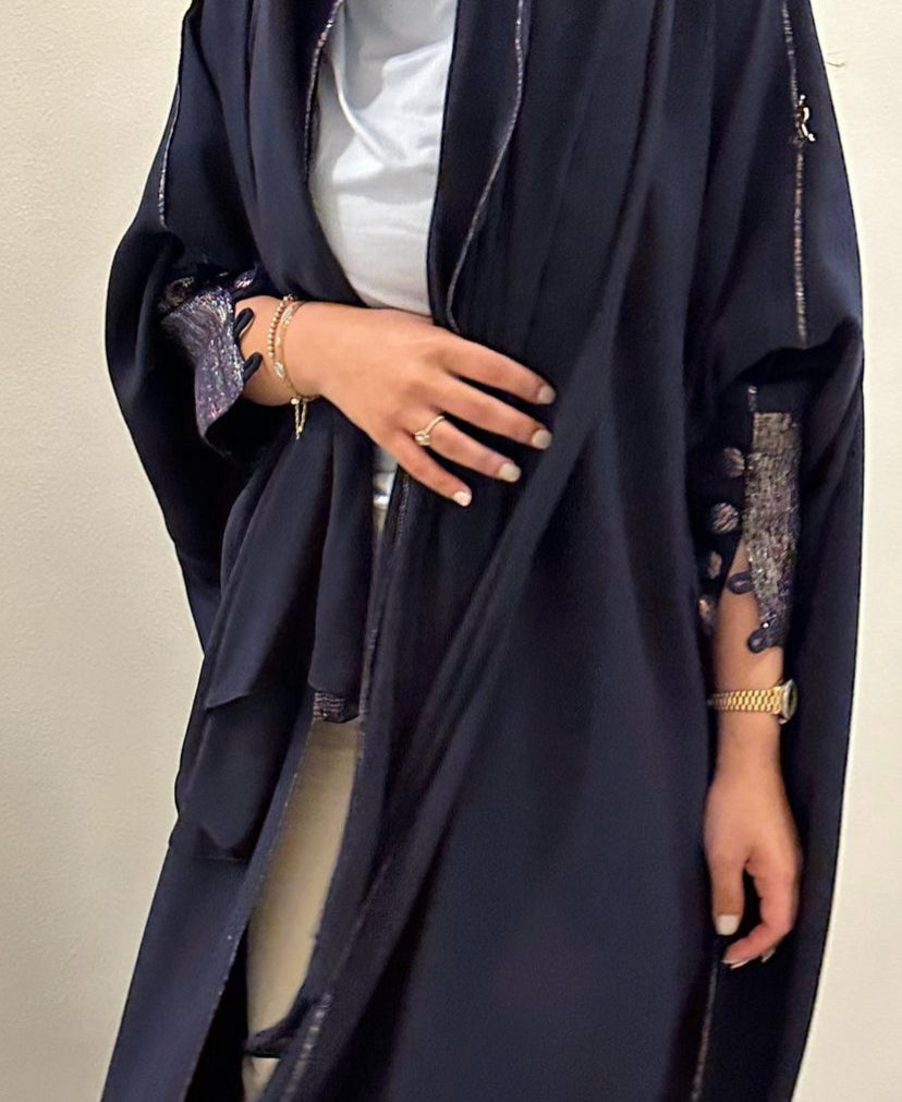 Indonesian crepe with zari linen Abaya