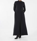 Premium Black Mandarin Collar Open Abaya
