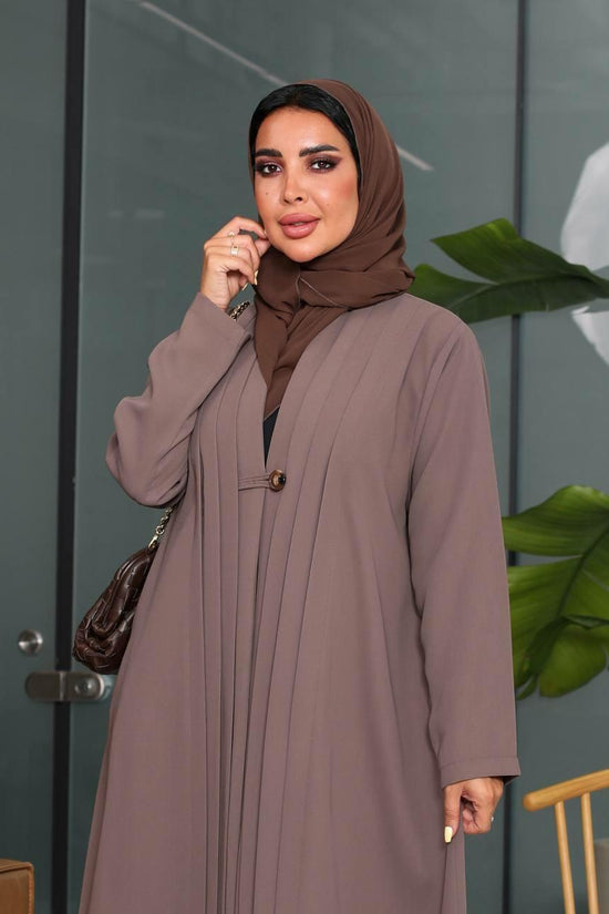 Mauve Crepe Abaya with Button in Front