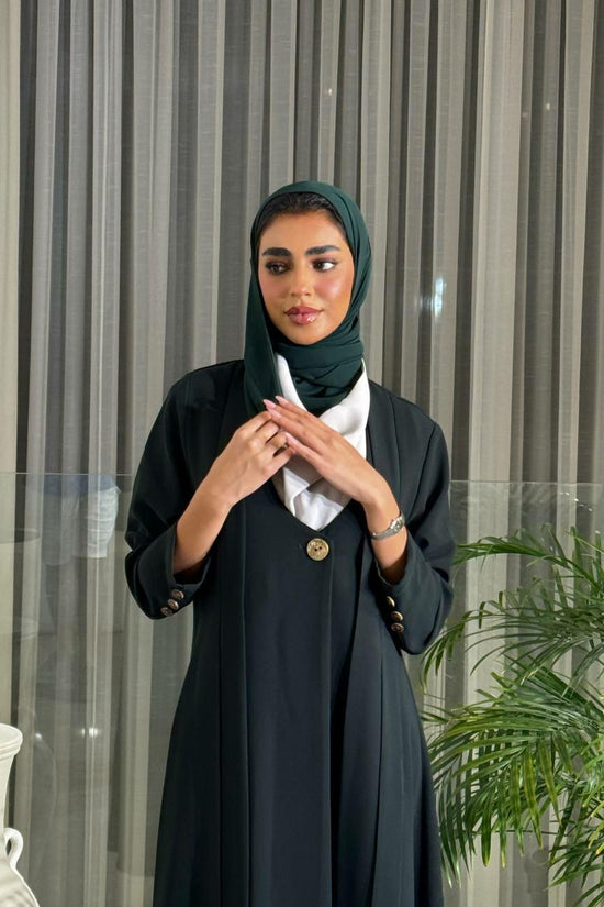 Green crepe blazer abaya