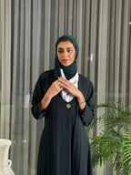 Green crepe blazer abaya