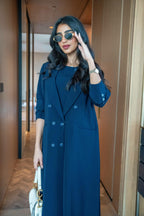 Crepe blazer abaya, Navy