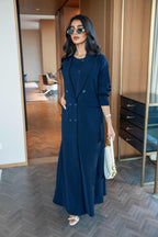 Crepe blazer abaya, Navy