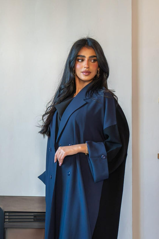 Black and navy crepe blazer abaya