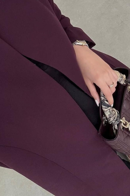 Plum Straight-Cut Abaya with Front Slit