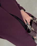 Plum Straight-Cut Abaya with Front Slit