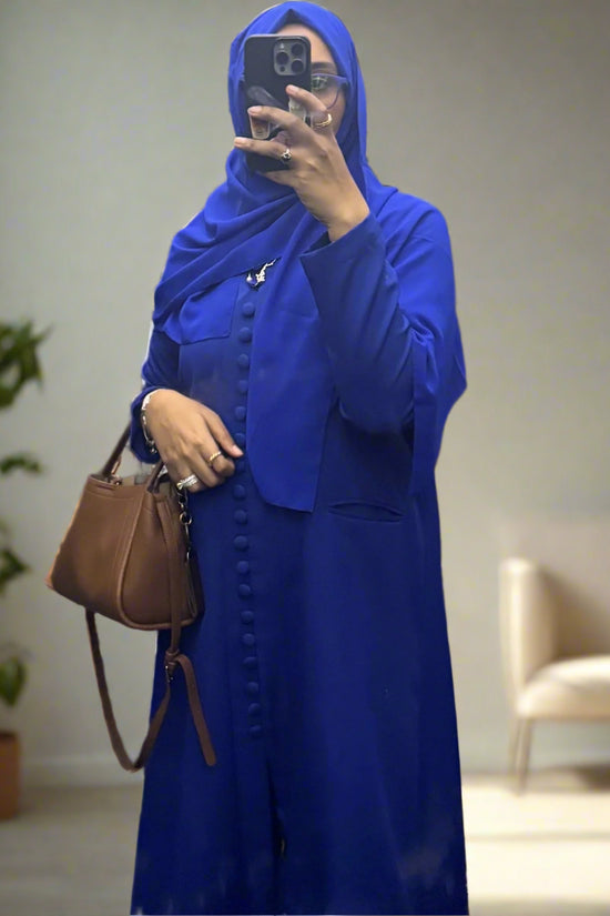 Royal Blue abaya with Shaila