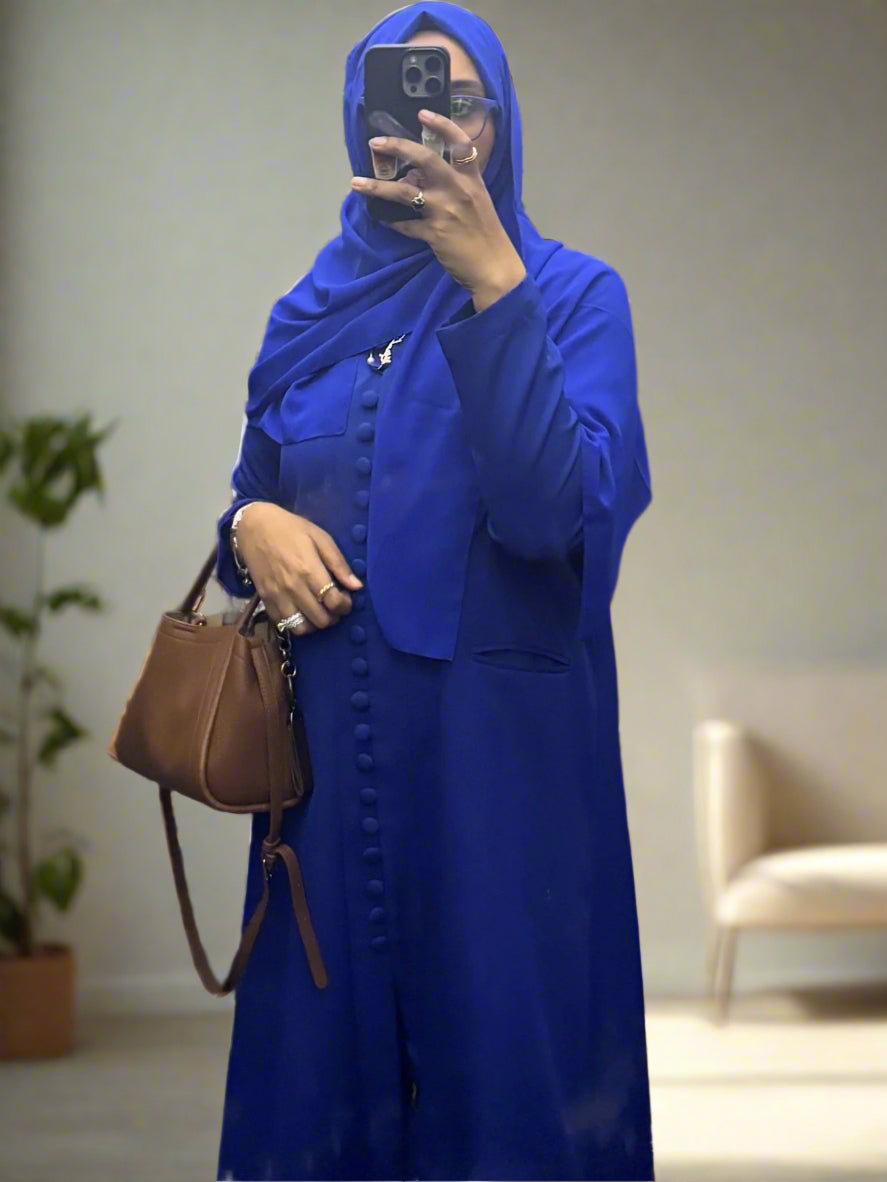 Royal Blue abaya with Shaila