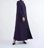 Purple Formal Abaya with Sleek Silhouette and Full Button Front