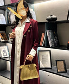 Maroon Blazer Two Tone Abaya with Button Detail