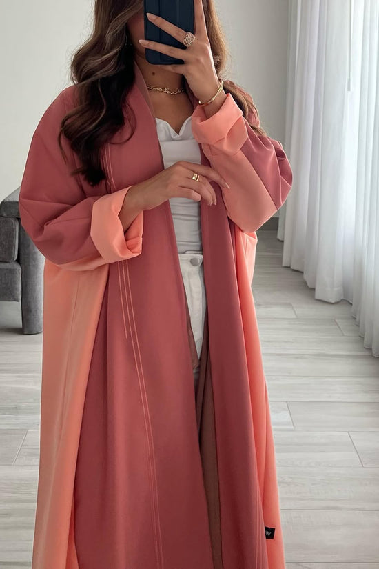 Double Shade Peach abaya with thread work