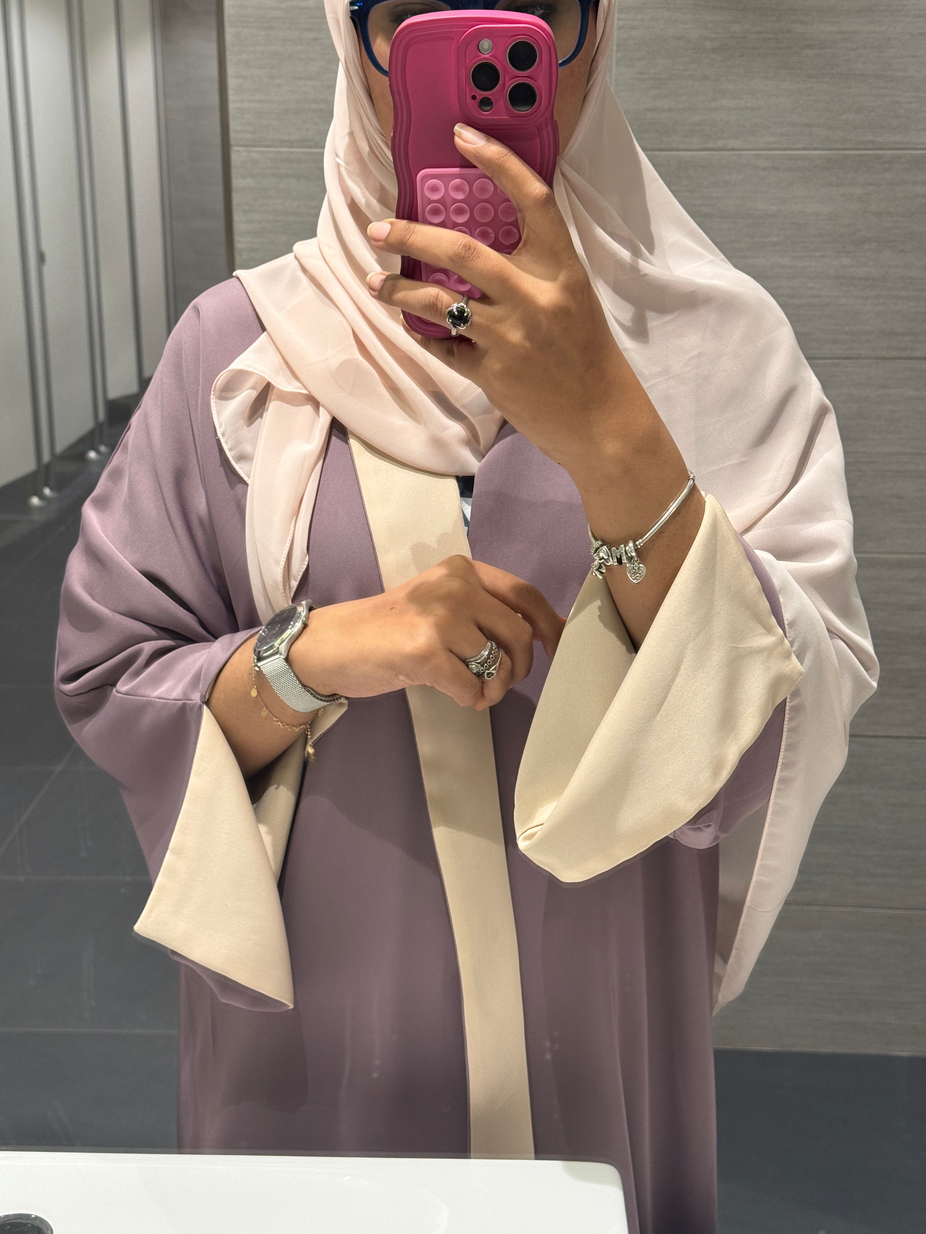 Reversible Abaya with Shaila , Mauve & Beige