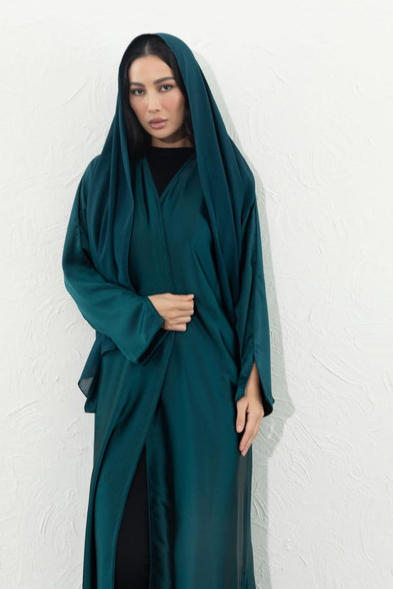 Blazer Satin Abaya - royal teal