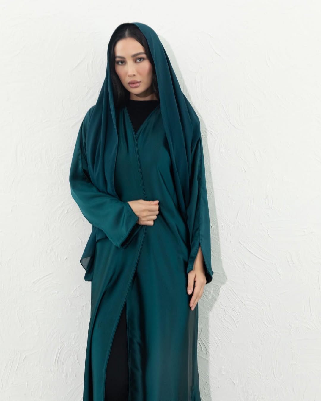 Blazer Satin Abaya - royal teal