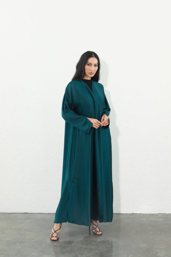 Blazer Satin Abaya - royal teal