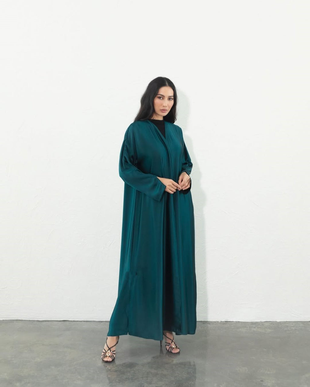 Blazer Satin Abaya - royal teal