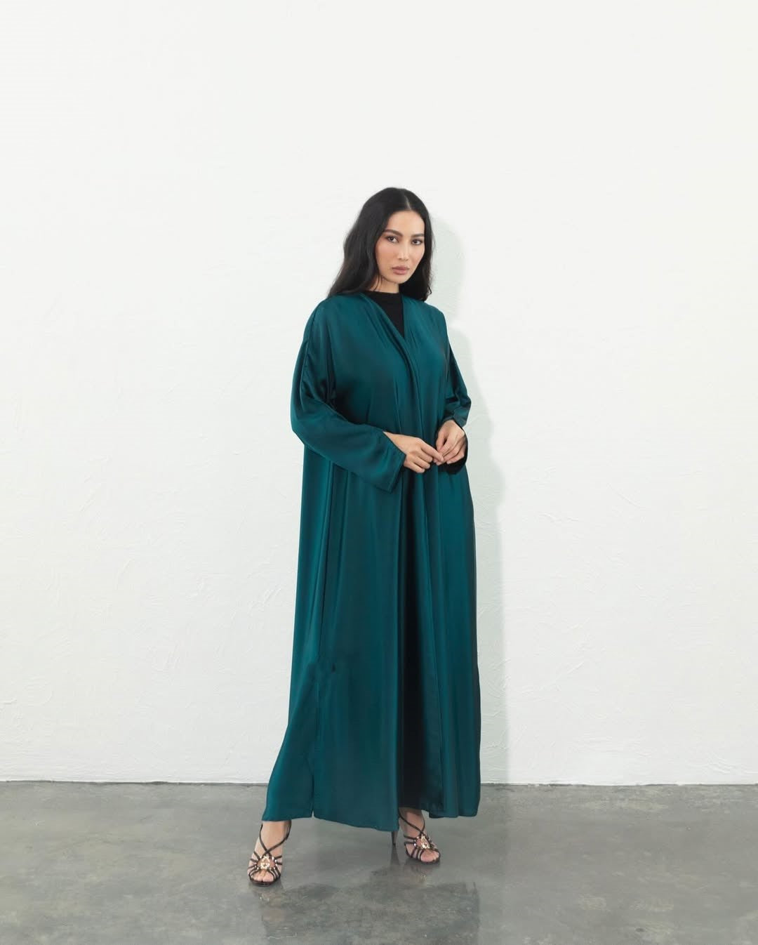 Blazer Satin Abaya - royal teal