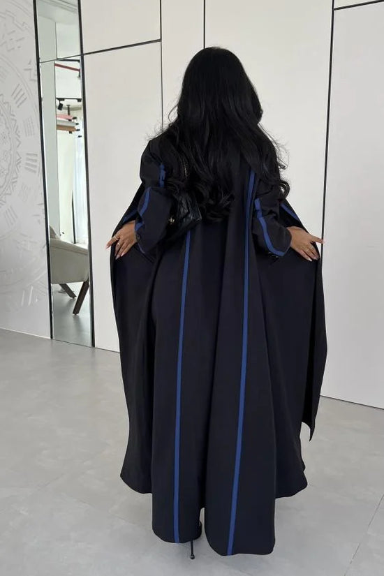 Black with Blue Blazer Abaya