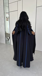 Black with Blue Blazer Abaya