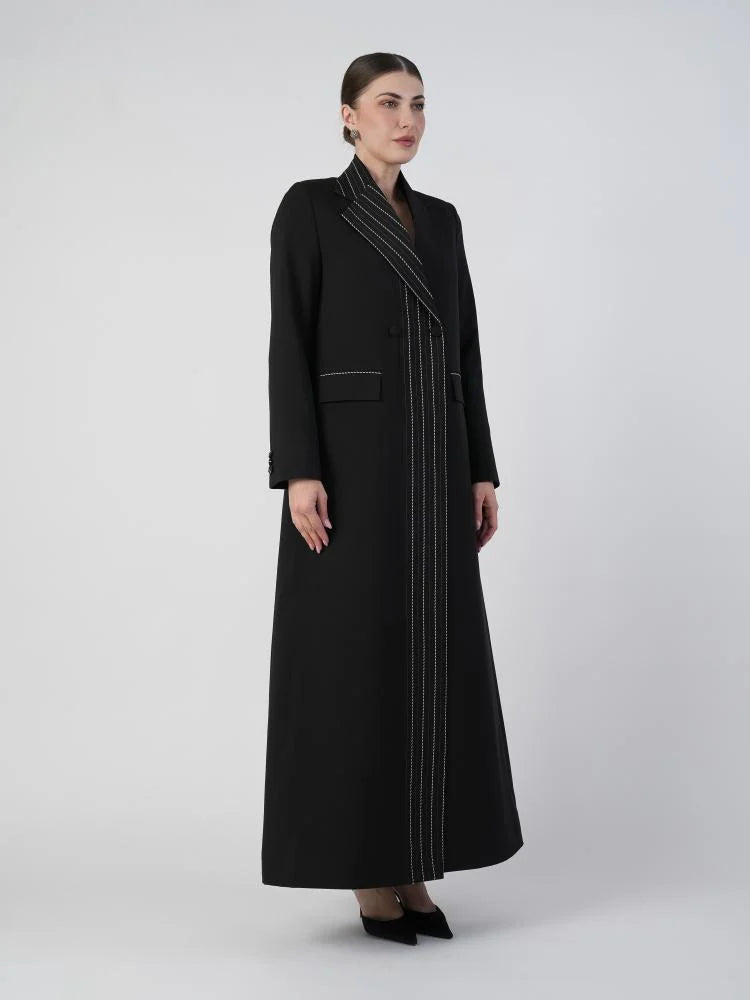 Black Blazer Abaya with Rear Opening