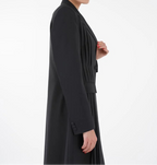 Classic Black Blazer Collar Open Abaya
