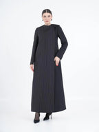Black Pinstripe Designer Abaya