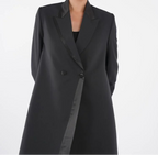 Luxury Black Satin Lapel Blazer Abaya