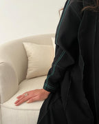 Black abaya with Green thread work