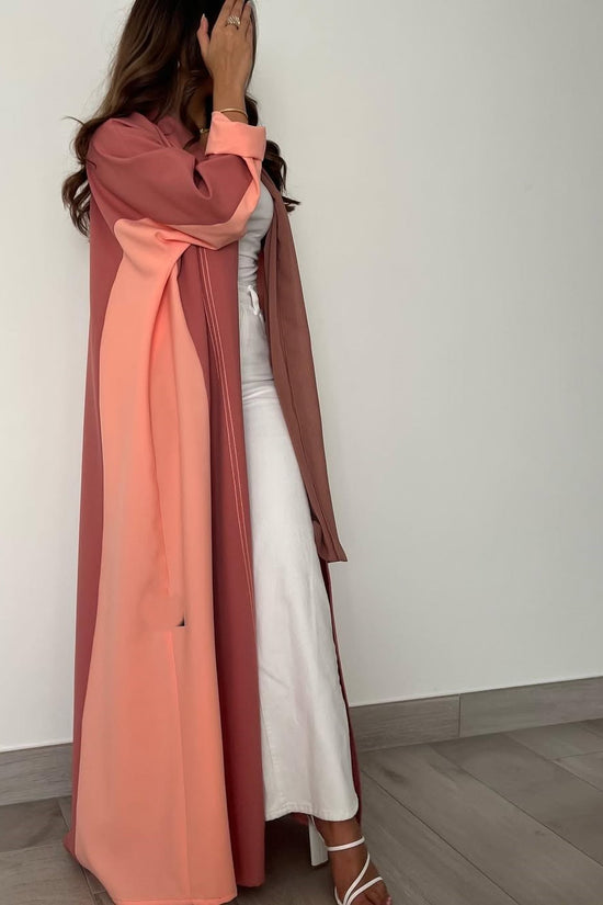 Double Shade Peach abaya with thread work