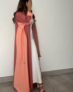 Double Shade Peach abaya with thread work