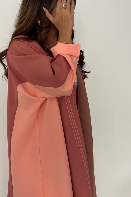 Double Shade Peach abaya with thread work