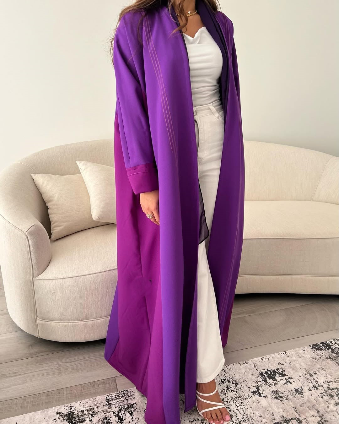 Double Shade Mauve abaya with thread work