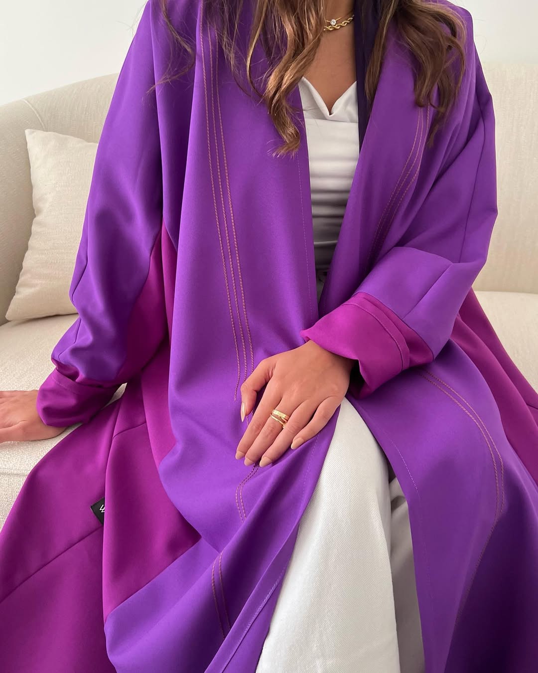 Double Shade Mauve abaya with thread work