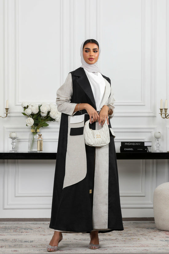 Blazer Linen Abaya with matching pants and Shaila