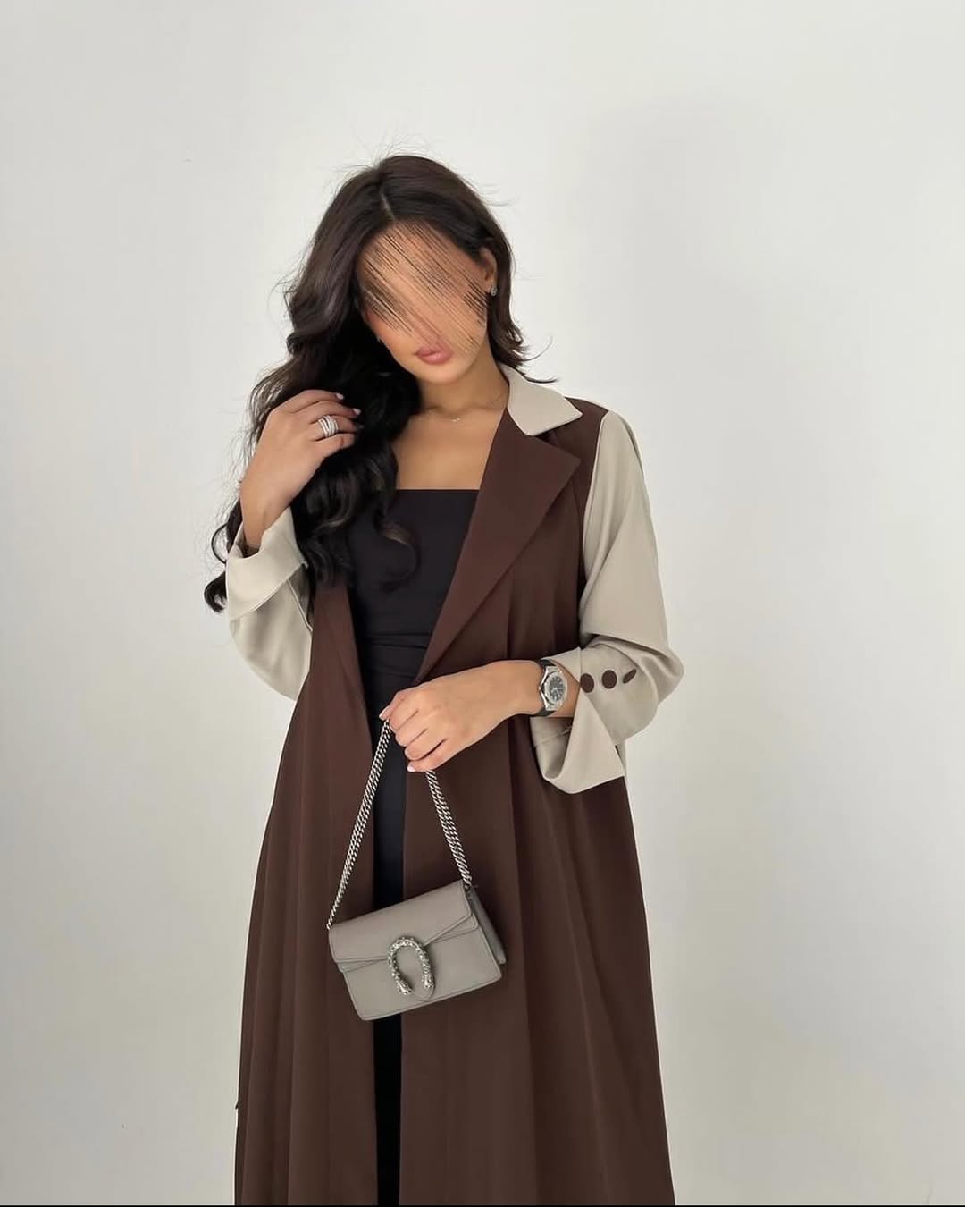 Brown wit Light brown combination Abaya