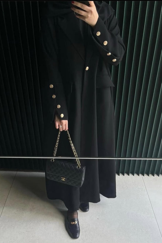 Black with Golden Button details Abaya