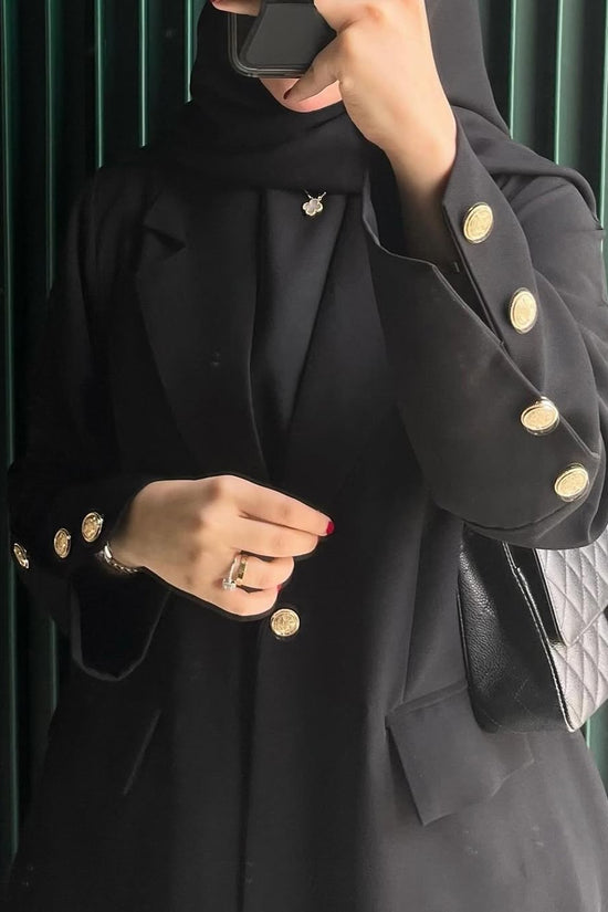 Black with Golden Button details Abaya